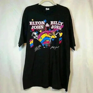 Elton John Billy Joel Face 2 Face Concert Tour '09 Black TShirt 2XL Unisex
